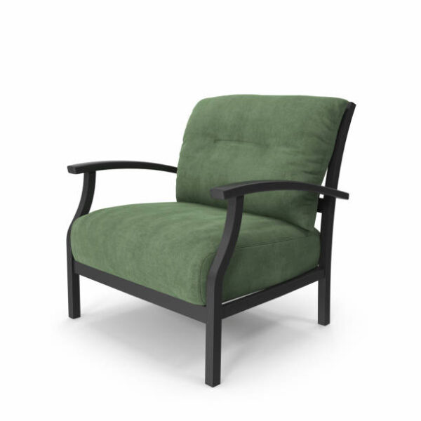 Green color armchair. modern design garden armchair on white background.