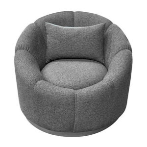 Grey soft round chair isolated on white background