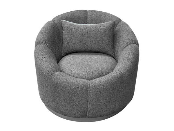 Grey soft round chair isolated on white background