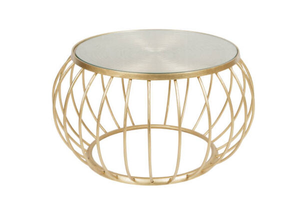 Modern golden coffee table isolated on background